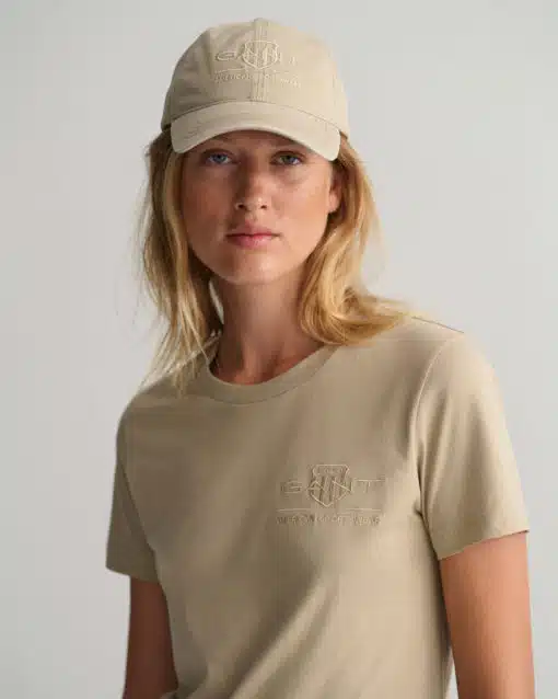 Gant Woman Tonal Archive Shield T-shirt Concrete Beige