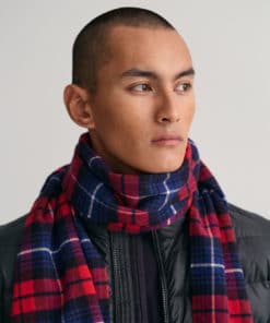Gant Woven Check Wool Scarf Equestrian Red