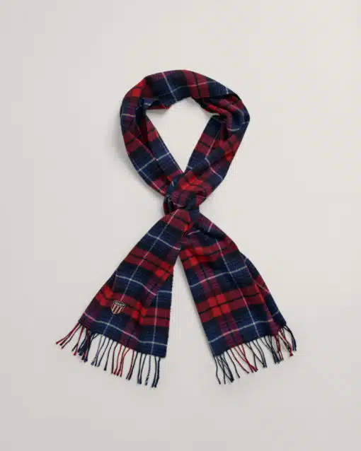 Gant Woven Check Wool Scarf Equestrian Red