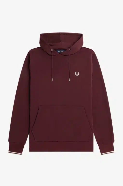 Fred Perry Tipped Hooded Sweatshirt Oxblood