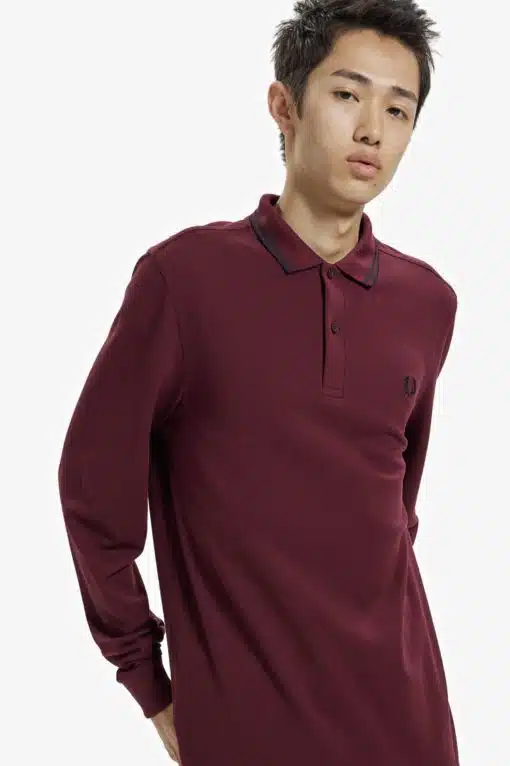 Fred Perry Twin Tipped Ls Shirt Oxblood
