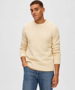 Selected Homme Remy Structure Knit Cloud Cream