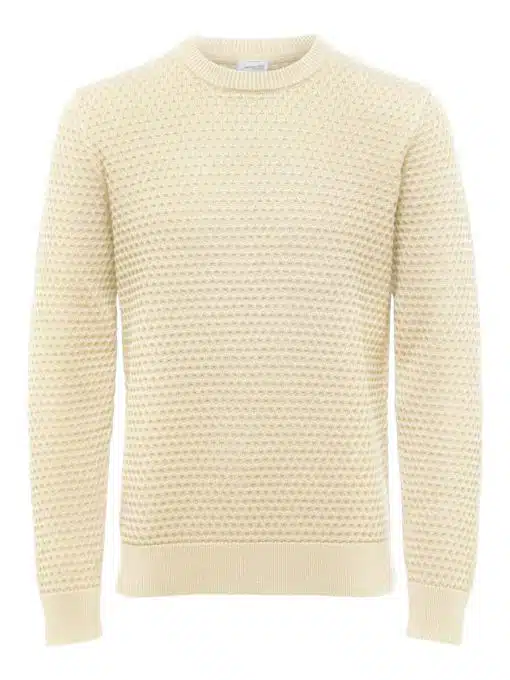 Selected Homme Remy Structure Knit Cloud Cream