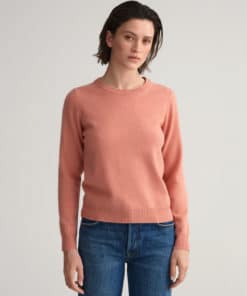 Gant Woman Superfine Lambswool Crew Neck Sweater Terracotta Pink