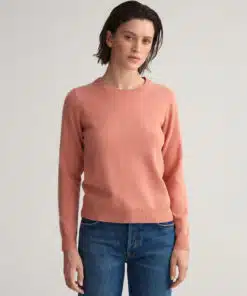 Gant Woman Superfine Lambswool Crew Neck Sweater Terracotta Pink