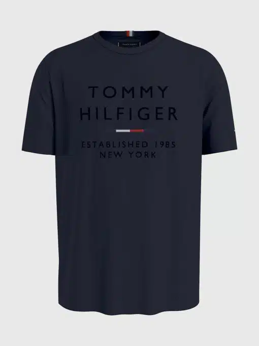 Tommy Hilfiger Stacked New York Flock Tee Blue