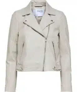 Selected Femme Katie Leather Jacket Feather Gray