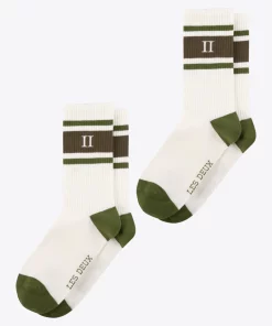 Les Deux William Stripe 2-Pack Socks Offwhite/Vineyard Green