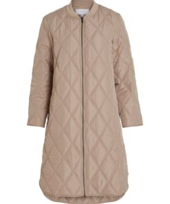 Vila Quila New Highlow Quilted Jacket Simply Taupe