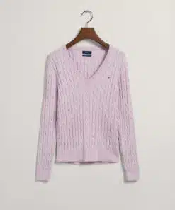 Gant Woman Stretch Cotton Cable V-Neck Soothing Lilac
