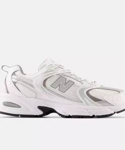 New Balance 530 White With Silver Metallic And Shadow Grey