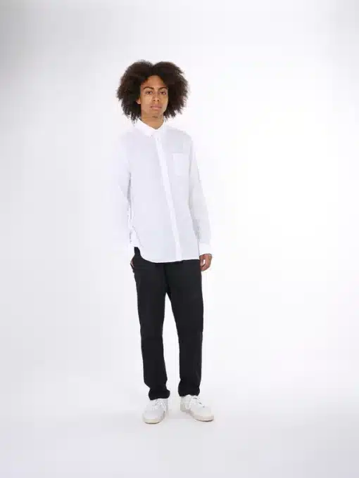 Knowledge Cotton Apparel  Custom Fit Linen Shirt Bright White