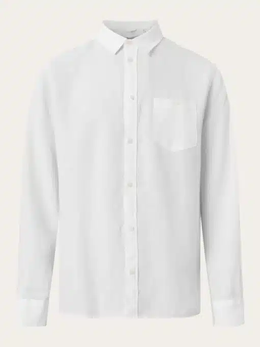 Knowledge Cotton Apparel  Custom Fit Linen Shirt Bright White