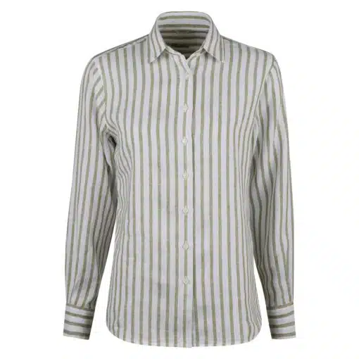 Stenströms Siri Green Striped Linen Shirt