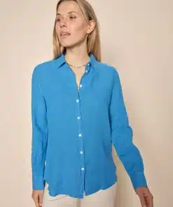 Mos Mosh Karli Linen Shirt Blue Aster