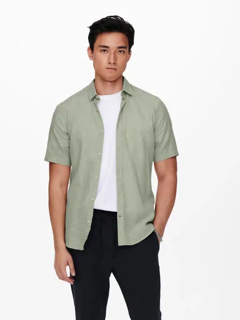 Only & Sons Caiden Life Linen Solid Shirt Green