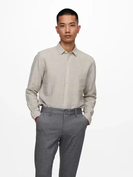 Only & Sons Caiden Life Linen Solid Shirt Chinchilla