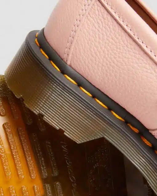 Dr. Martens Adrian Yellow Stitch Leather Tassle Loafers Peach Beige