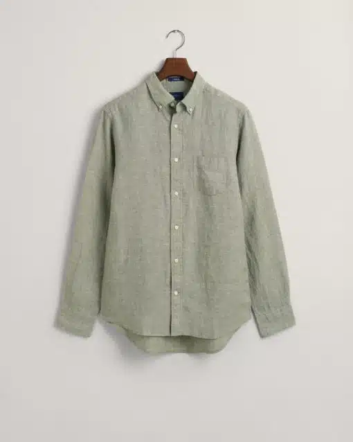 Gant Regular Fit Linen Shirt Kalamata Green