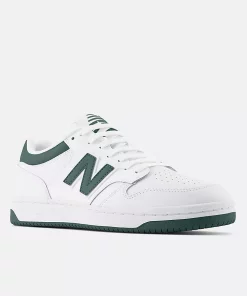 New Balance 480 White With Nightwatch Green And Light Aluminum