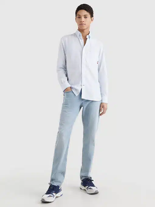 Tommy Hilfiger Oxford Stripe Shirt Breezy Blue / Optic White