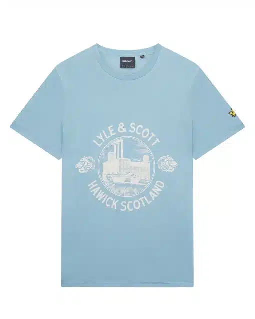 Lyle & Scott Hawick Print T-Shirt Skipton Blue