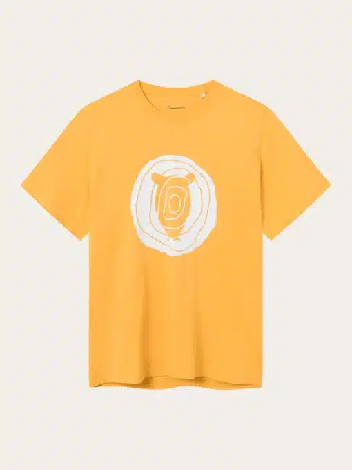 Knowledge Cotton Apparel Tee In Single Jersey Amber Yellow