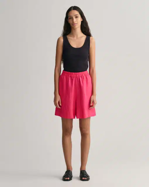 Gant Woman Linen Pull-On Shorts Magenta Pink