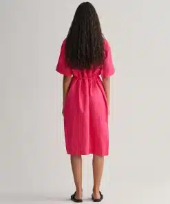 Gant Woman Relaxed Linen Shirt Dress Magenta Pink
