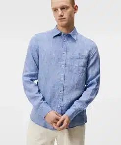 J.Lindeberg Linen Melange Slim Shirt Lapis Blue