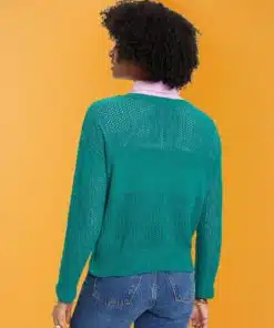 Esprit Pointelle Sweater Emerald Green