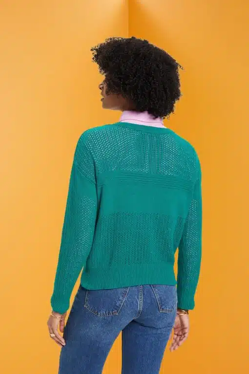 Esprit Pointelle Sweater Emerald Green