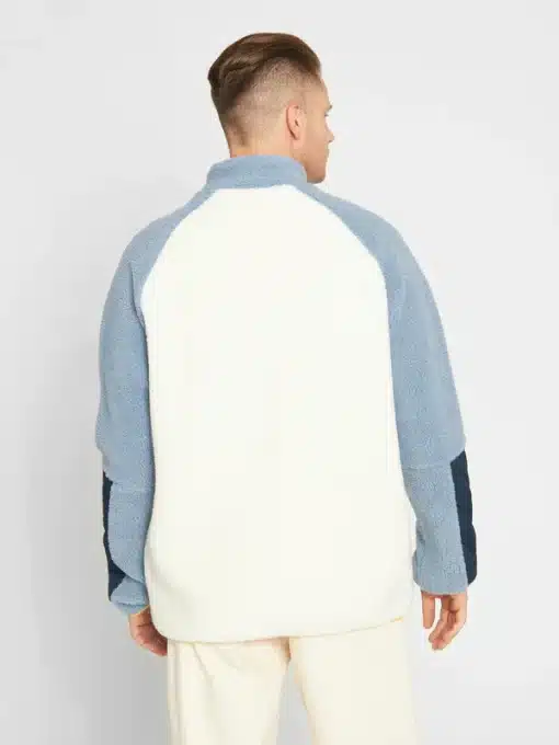 Knowledge Cotton Apparel Teddy Polyester Zip Sweat Jacket Egret