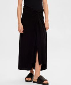 Selected Femme Evita Knotted Ankle Skirt Black