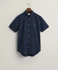 Gant Micro Dot Short Sleeve Poplin Shirt Evening Blue