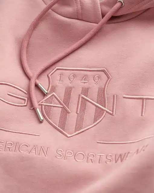 Gant Woman Tonal Archive Shield Sweat Hoodie Faded Pink Melange