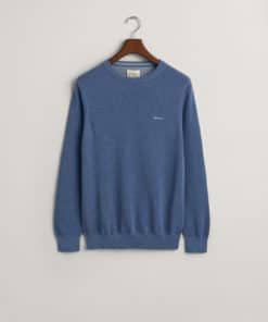 Gant Cotton Pique Sweater Denim Blue Melange