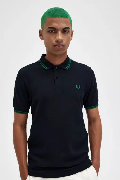 Fred Perry M3600 Pique Navy/Fred Perry Green