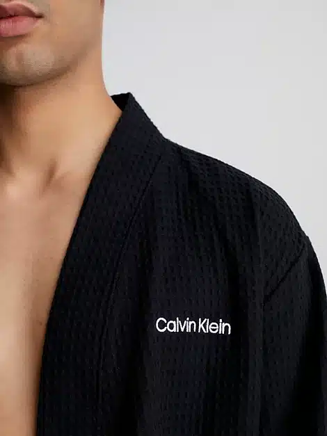 Calvin Klein Waffle Cotton Robe Black