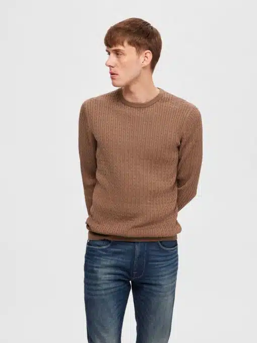 Selected Homme Berg Cable Crew Neck Knit Ivy Green