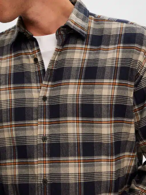 Selected Homme Flannel Shirt Sugar Almond