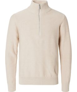 Selected Homme Axel Half Zip Knit Oatmeal