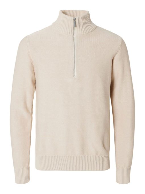 Selected Homme Axel Half Zip Knit Oatmeal