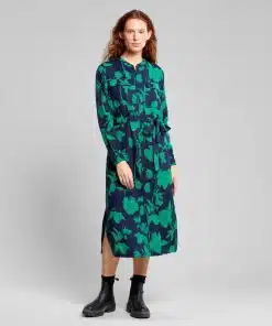 Dedicated Shirt Dress Falsterbo Duotone Floral Green