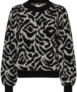 Part Two Cilke Pullover Black Blurred Leo Print
