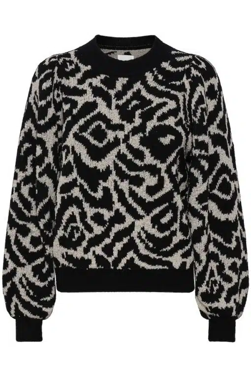 Part Two Cilke Pullover Black Blurred Leo Print