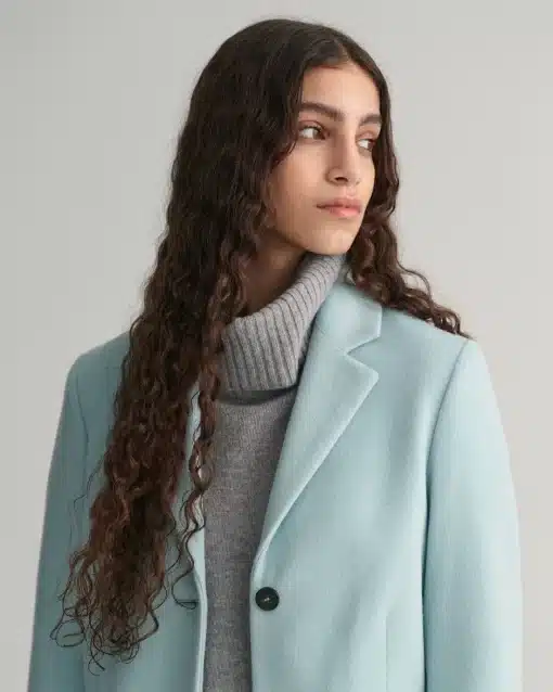 Gant Woman Wool Blend Tailored Coat Dusty Turquoise