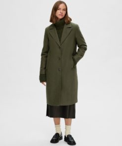 Selected Femme Alma Wool Coat Ivy Green