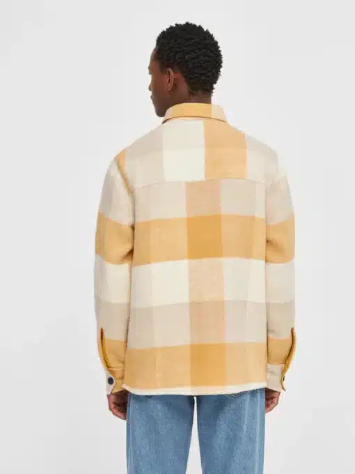 Knowledge Cotton Apparel Checked Overshirt Yellow Check