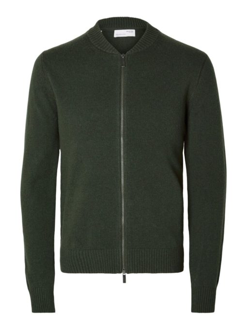 Selected Homme Newcoban Zip Cardigan Forest Green